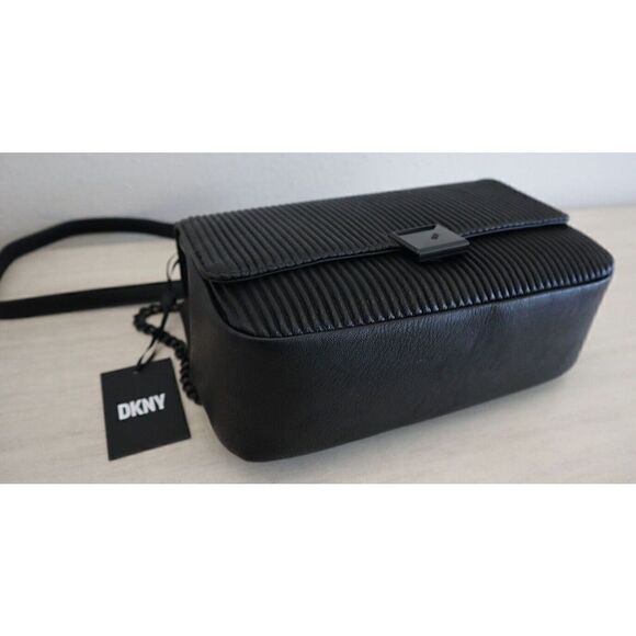 DKNY R343YA59 Women's Sz MD Black Sina Ribbed Crossbody/Shoulder Bag Purse - Picture 10 of 15